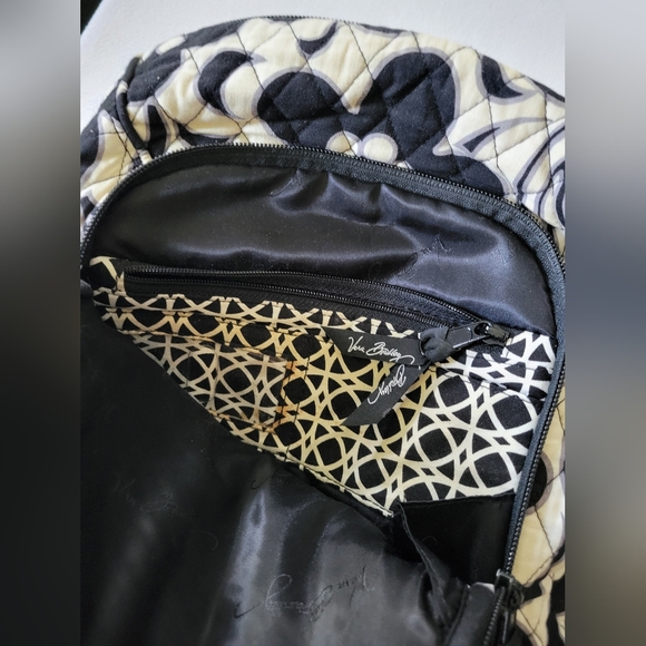 Vera Bradley Retired Pattern Night And Day - Floral Black and White Backpack - Picture 4 of 16